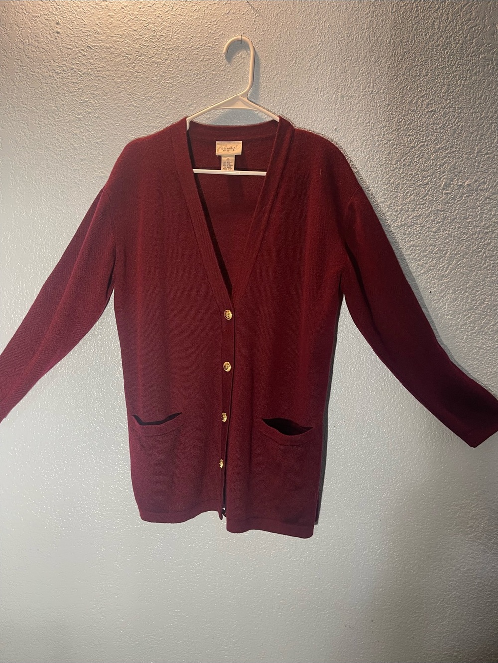 Women's Burgundy Longline Button-Front Cardigan